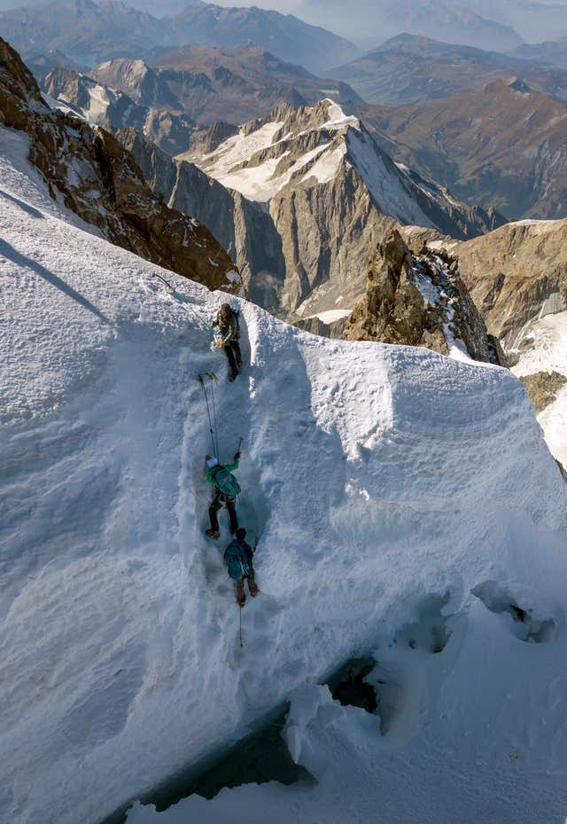 Members of the core team climb Mont Blanc in the Alps