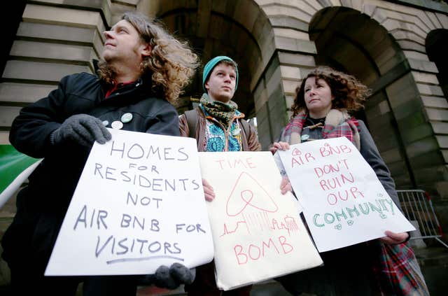 Living Rent says the rise of Airbnb in Edinburgh has pushed up rents (Jane Barlow/PA)