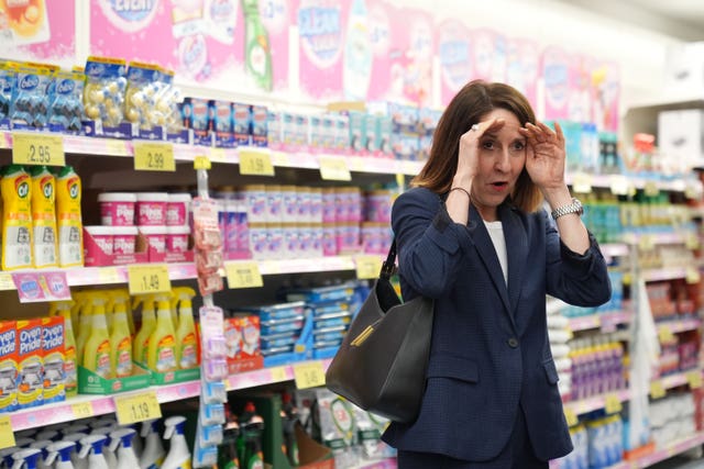 Work and Pensions Secretary Liz Kendall during a visit to a B&M store in Bedford