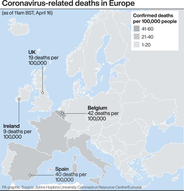 Coronavirus-related deaths in Europe