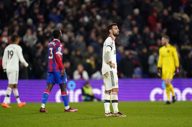 Manchester United were denied a win at the death by Crystal Palace on Wednesday