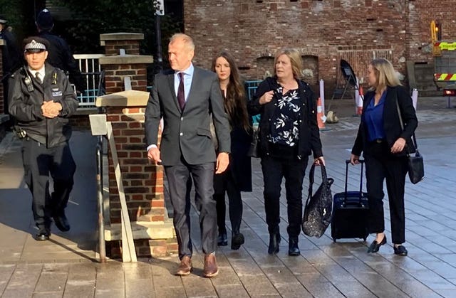 Sarah Sak (second right), mother of Anthony Walgate arriving at Barking Town Hall, London, for the long-awaited inquests into the deaths of the victims of Stephen Port on Tuesday. 