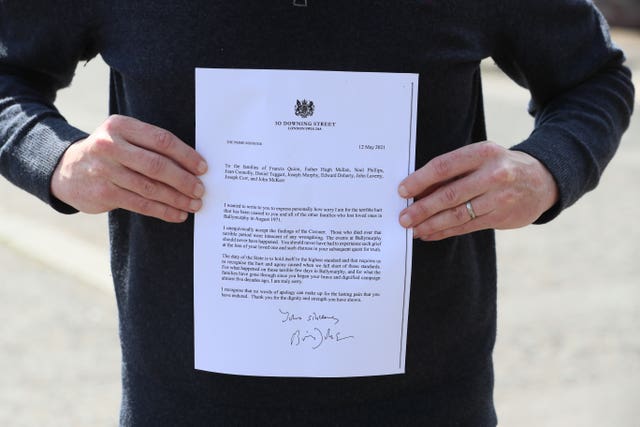 The letter sent from Prime Minister Boris Johnson (Brian Lawless/PA)
