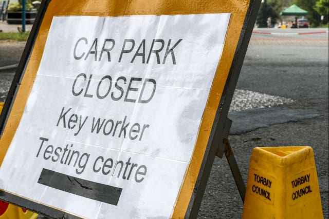 A sign for a testing centre (LPhot Robert Oates/MoD/Crown Copyright/PA)