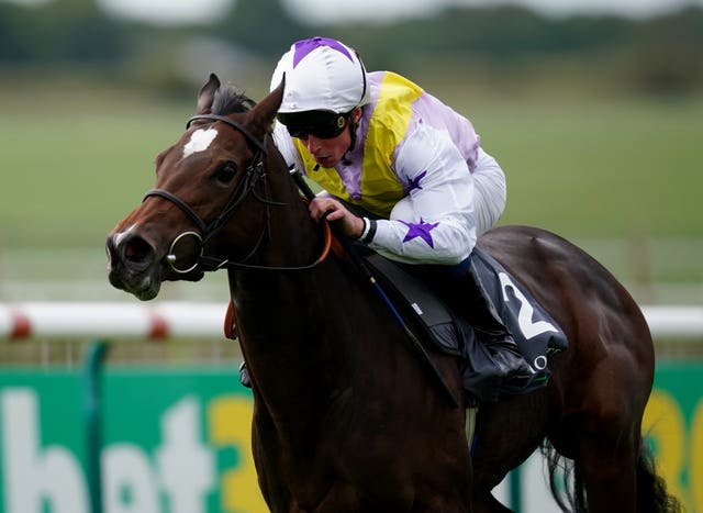 Lezoo winning the Cheveley Park Stakes at Newmarket