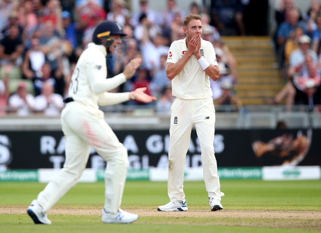 Oh My Broad - England's seamer cannot believe Australia captain Tim Paine was caught on the pull (Nick Potts/PA)