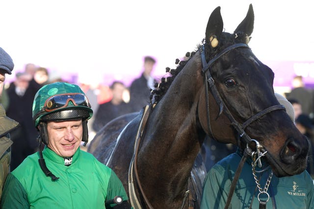 Paul Townend with Dark Raven after winning at Leopardstown