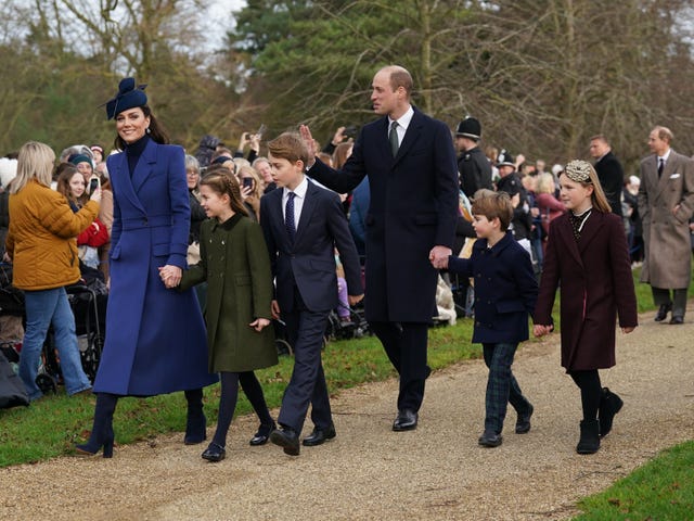 William and Kate and their family attend church on Christmas Day