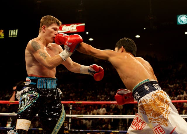 Ricky Hatton takes a punch from Manny Pacquiao