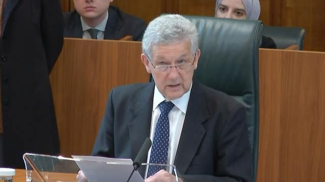 Screengrab of Lord Hodge speaking in the Supreme Court