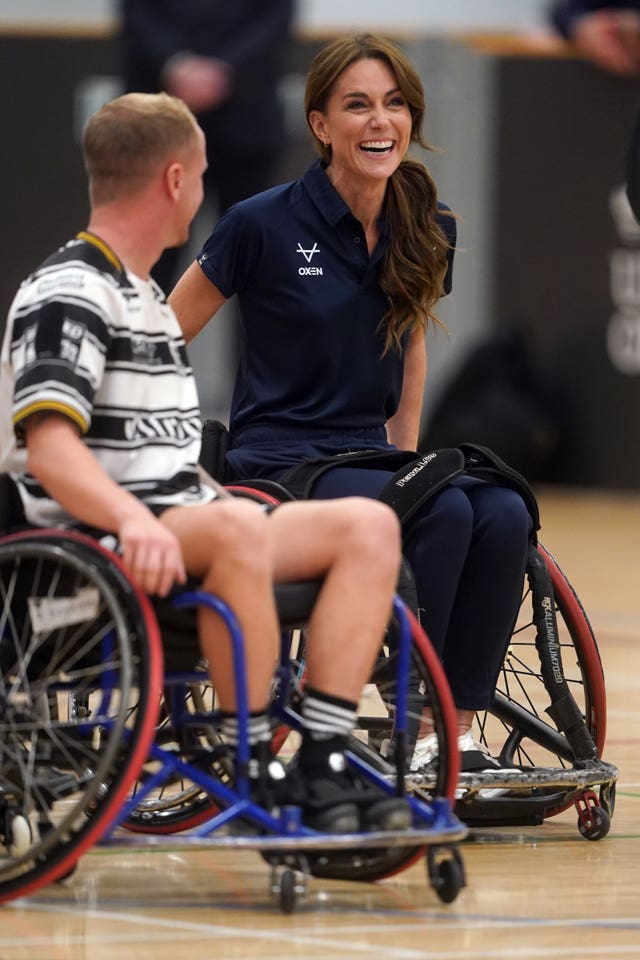 Kate taking part in a wheelchair rugby session 