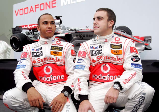 Lewis Hamilton with Fernando Alonso when they were driving for McLaren in 2007.