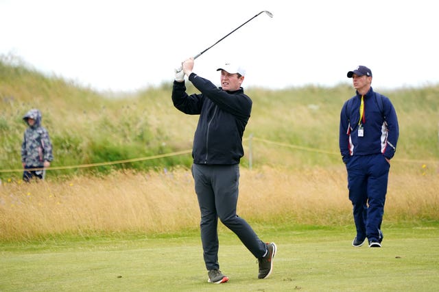 Robert MacIntyre plays a shot from the fairway during a practice round at Royal Troon