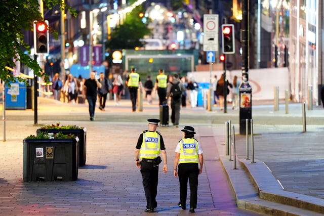 Police Scotland officers patrolling Glasgow city centre