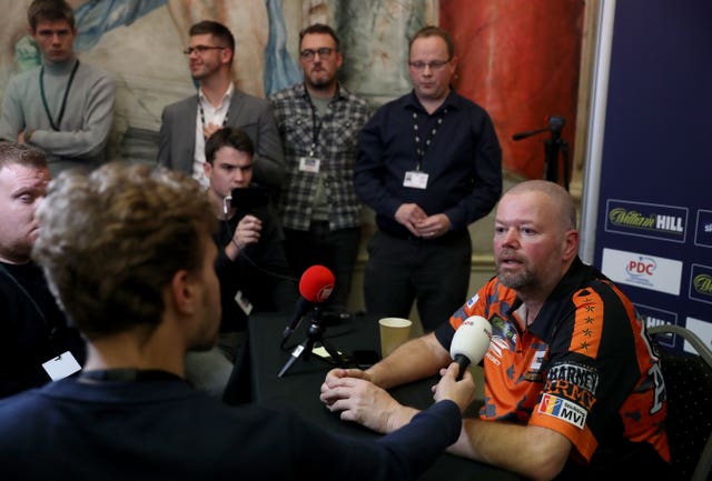 Raymond Van Barneveld during his post match interview after losing against Darin Young