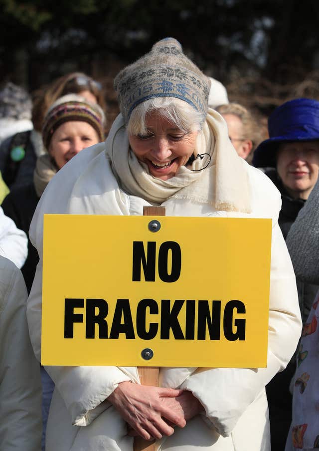 Emma Thompson takes part in an anti-fracking walk and silent protest at the Cuadrilla site
