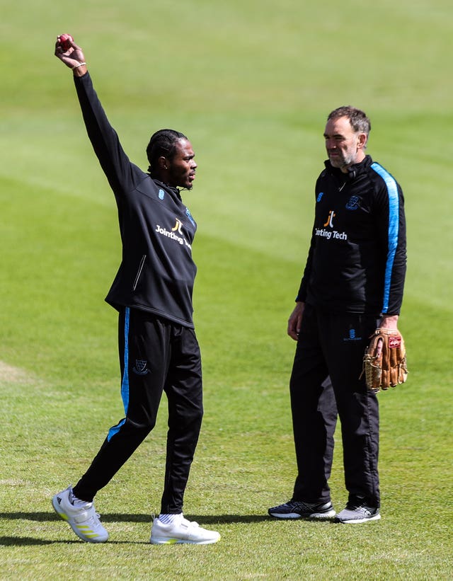 Jofra Archer (left) attempted a comeback with Sussex earlier this month