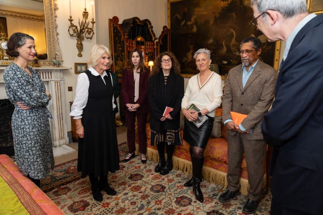 Queen Camilla during a reception for the Booker Prize Foundation at Clarence House, London