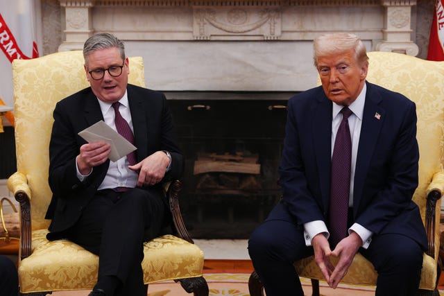 Donald Trump meeting Prime Minister Sir Keir Starmer in the Oval Office at the White House (Carl Court/PA)