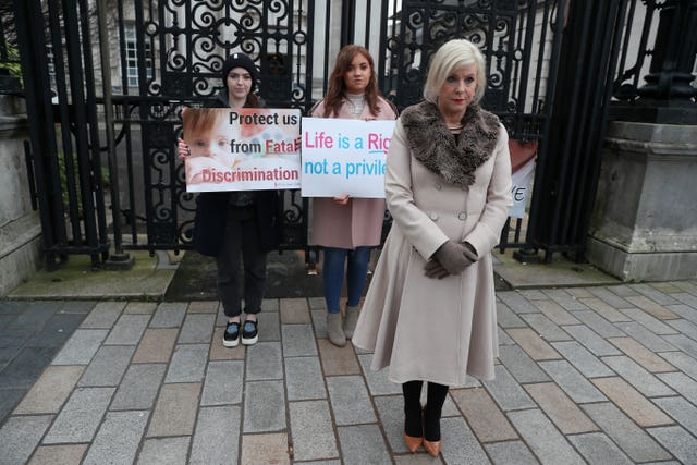 Anti abortion campaigners outside Belfast’s High Court