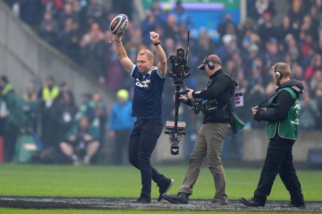 Sir Chris Hoy presented the match ball before Scotland faced Ireland