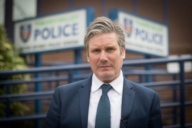 Labour leader Sir Keir Starmer during a visit to Milton Keynes Police Station (Stefan Rousseau/PA)