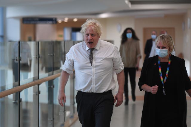 Boris Johnson during his visit to Hexham General Hospital