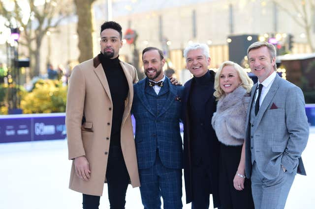 Presenter Phillip Schofield with the judges (David Mirzoeff/PA)