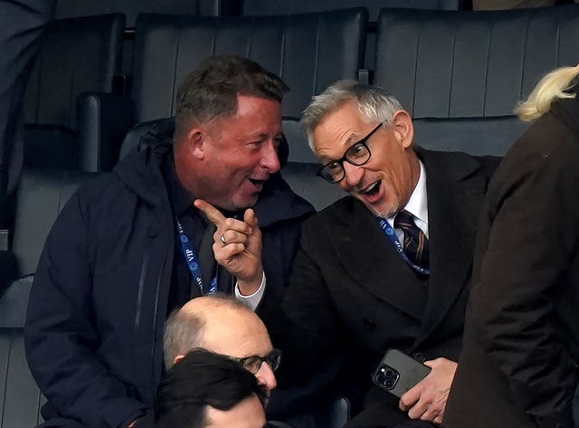 Gary Lineker, right, was at Leicester's home match against Chelsea on Saturday 