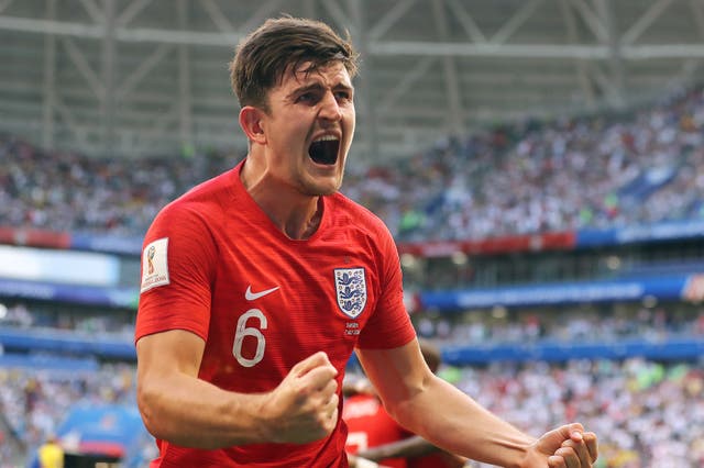 Harry Maguire scored England's first goal in the 2-0 quarter-final victory against Sweden (Owen Humphreys/PA).