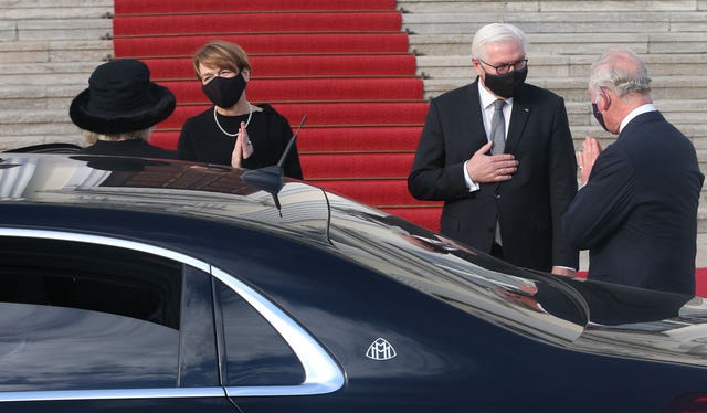 The royal couple are welcomed to Bellevue Palace, Berlin