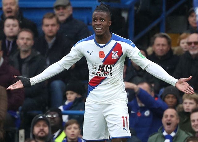 Wilfried Zaha picked up a knock at Stamford Bridge
