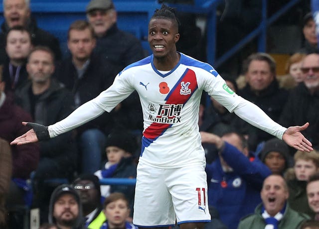 Wilfried Zaha picked up a knock at Stamford Bridge 