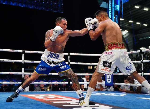 Josh Warrington, left, was beaten by Mauricio Lara in February last year (Zac Goodwin/PA)