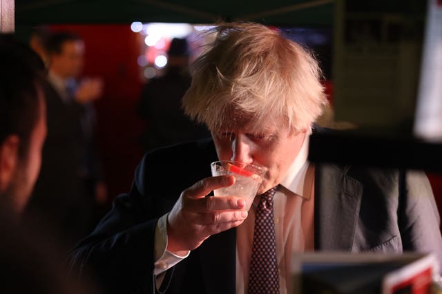 Boris Johnson visits a British food and beverage market in Downing Street