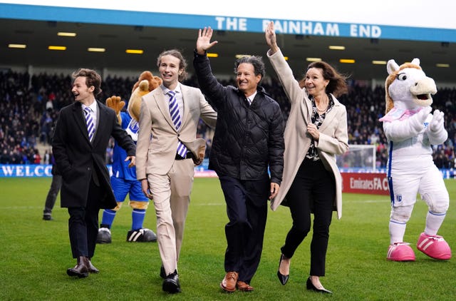 New Gillingham owner Brad Galinson was introduced on the pitch ahead of kick-off