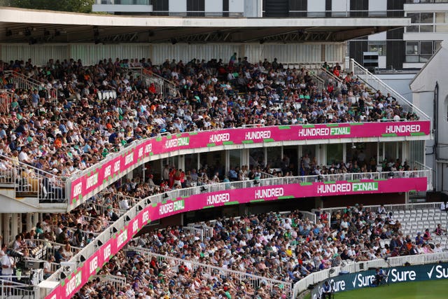 Fans watch from the stands during the Hundred men’s final at Lord’s in August 