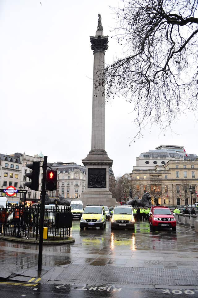 Emergency services in Trafalgar Square