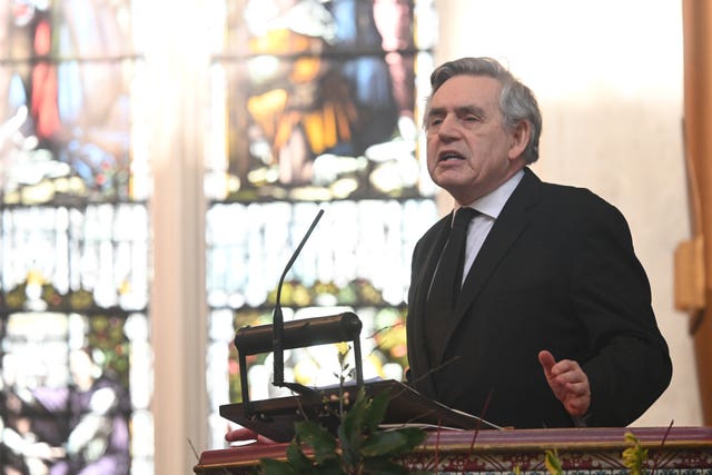 Gordon Brown during the service 