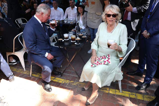 Charles and Camilla try traditional Greek coffee (Chris Jackson/PA)