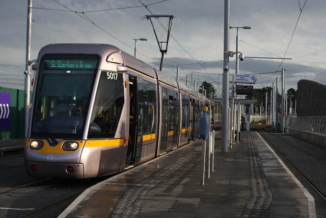 A tram at a tram stop