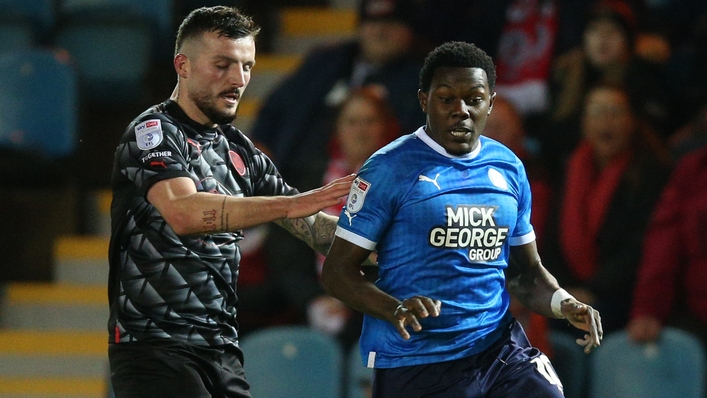 Ephron Mason-Clark (right) scored for Peterborough (Nigel French/PA)