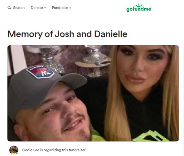 Screengrab taken from the Go Fund Me page for Josh Pearson and Danielle Bamber (Go Fund Me)