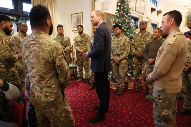 William, the regiment's Colonel-in-Chief, joins servicemen and women at the barracks 