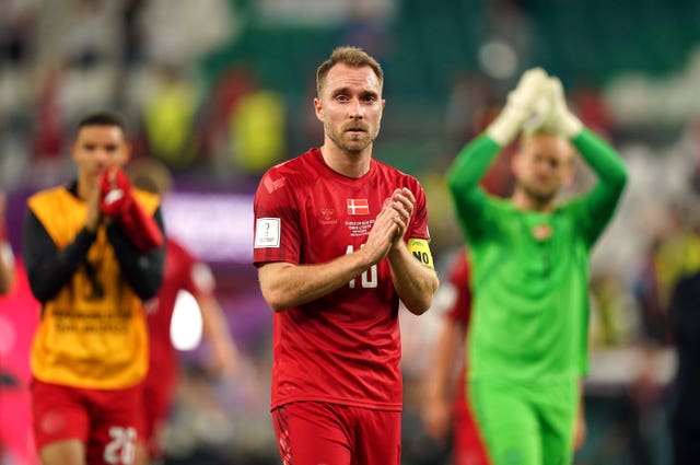 Christian Eriksen ended the game wearing the FIFA-approved 'No discrimination' armband 