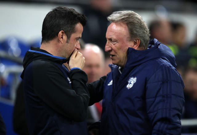 Everton manager Marco Silva (left) and Cardiff boss Neil Warnock both made five changes
