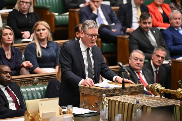 Labour Party leader Sir Keir Starmer responding to a statement given to MPs by Prime Minister Rishi Sunak in the House of Commons