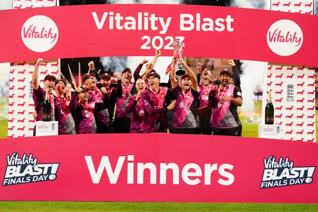 Somerset celebrate victory in the Vitality Blast T20 final at Edgbaston
