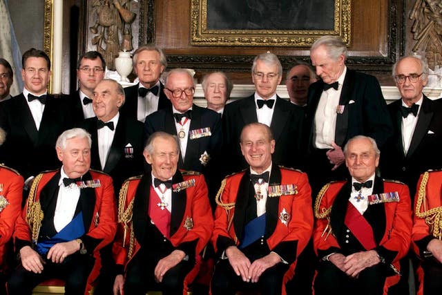Lord Bramall and Lord Heseltine attend the Army Benevolent Fund 60th Anniversary dinner at The Royal Hospital in Chelsea, alongside the Duke of Edinburgh, former Conservative Prime Minister John Major, among other political figures (PA Archive)