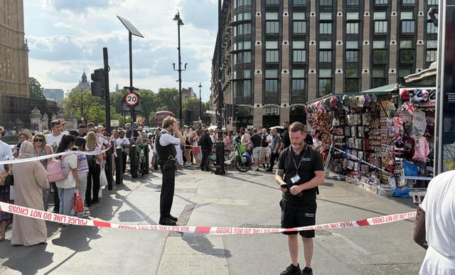 Emergency services taped off parts of Westminster Bridge